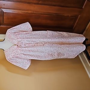 ASHLEY TAYLOR NIGHTGOWN BUTTONS PINK WHITE FLORAL XL SLEEPWEAR VINTAGE Pockets